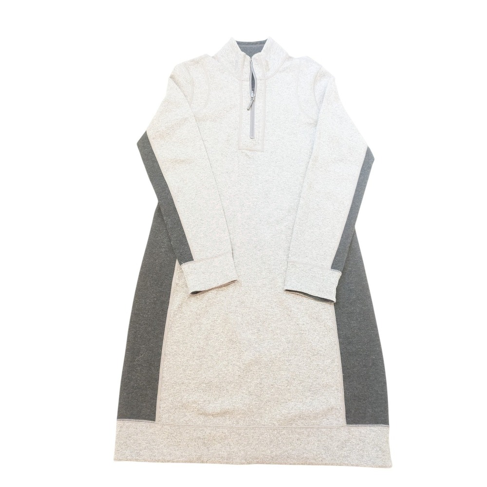 Tommy Bahama Women's M Grey Quarter Zip Sweater Dress Tunic Long Sleeve Stretch